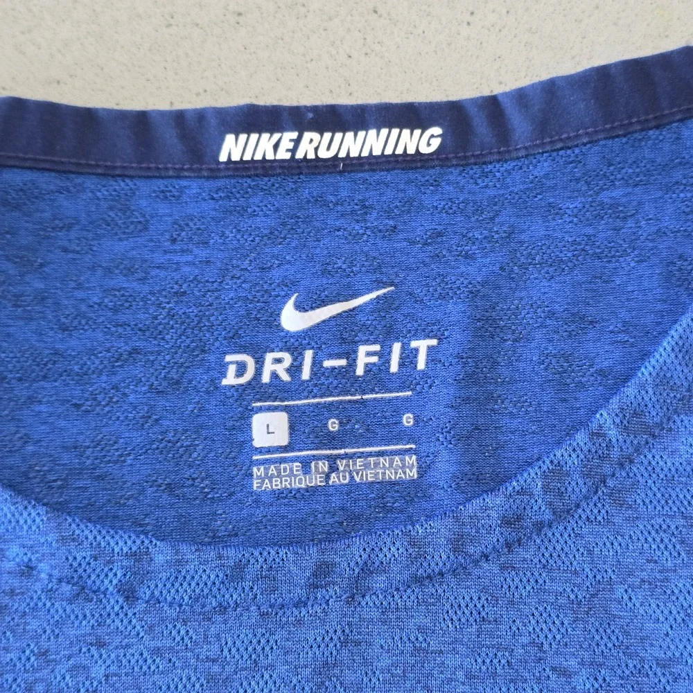 Nike Running Division‎ Dri-FIT Blue Heathered Short Sleeve T-Shirt Mens Large